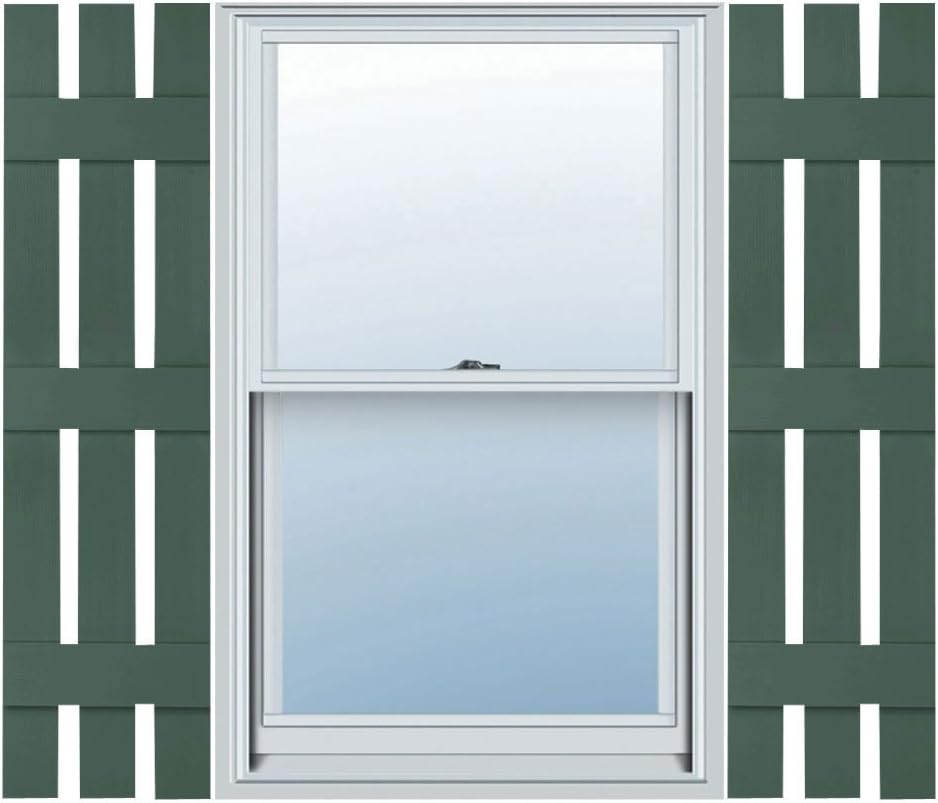 12"W x 35"H Lifetime Vinyl, TailorMade Three Board Spaced (2 Batten), Board-n-Batten Shutters, w/Shutter-Loks (Per Pair), Burgundy Red