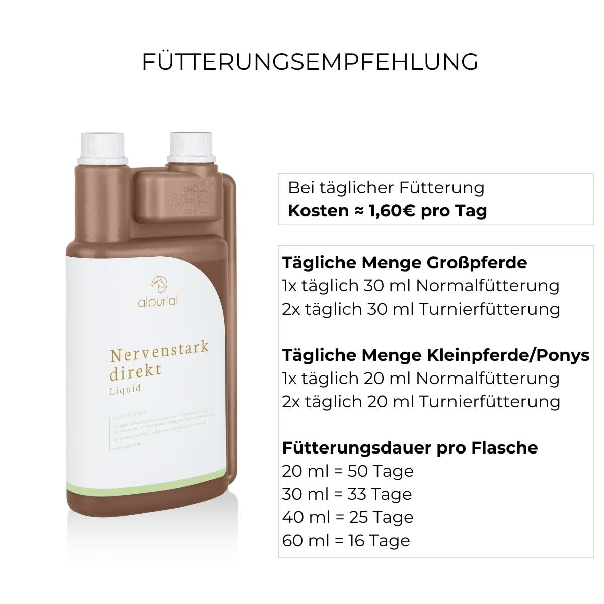 Nervenstark direkt – Ergänzungsfuttermittel für nervöse Pferde – mit B-Vitaminen, Magnesium & Ashwagandha – ADMR-konform – vom Tierarzt entwickelt