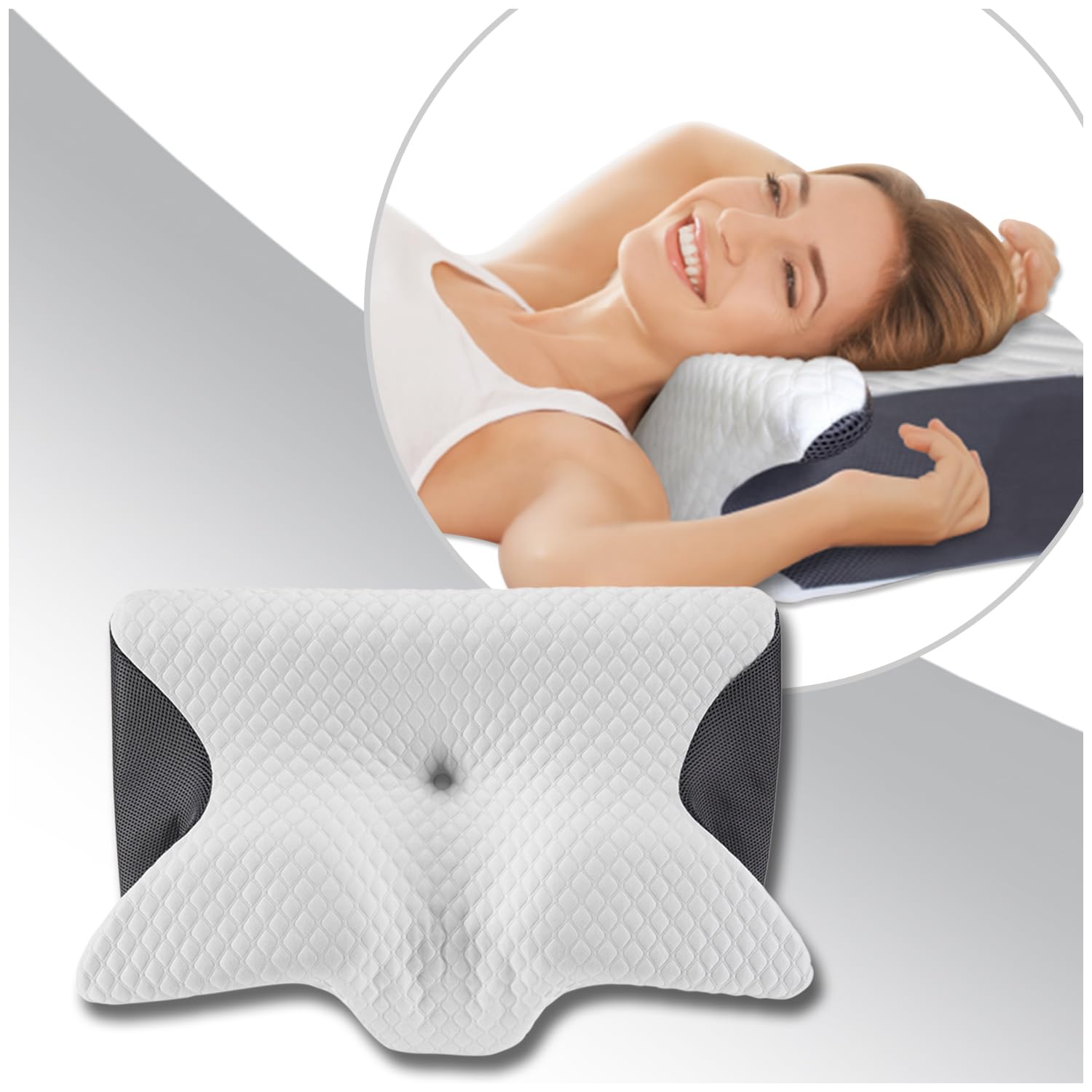Gc Gaveno Cavailia Orthopedic Pillow Cervical For Neck And Shoulder Pain, Orthopaedic Memory Foam Pillow For Sleeping, Neck Pain Pillow With Removable Cover