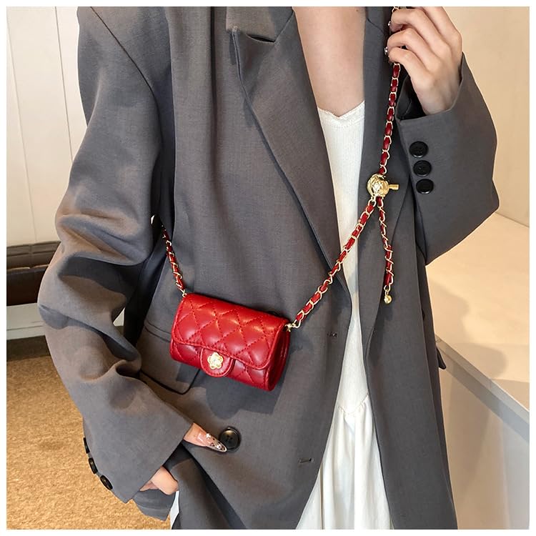 Mini Quilted Crossbody Bag Small Chain Belt Bag for Women Faux Leather Shoulder Bags3