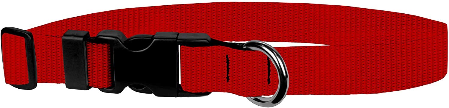 Dog Collar - Colored Adjustable Pet Collars, 3/4 Inch Wide, Small, Light Red