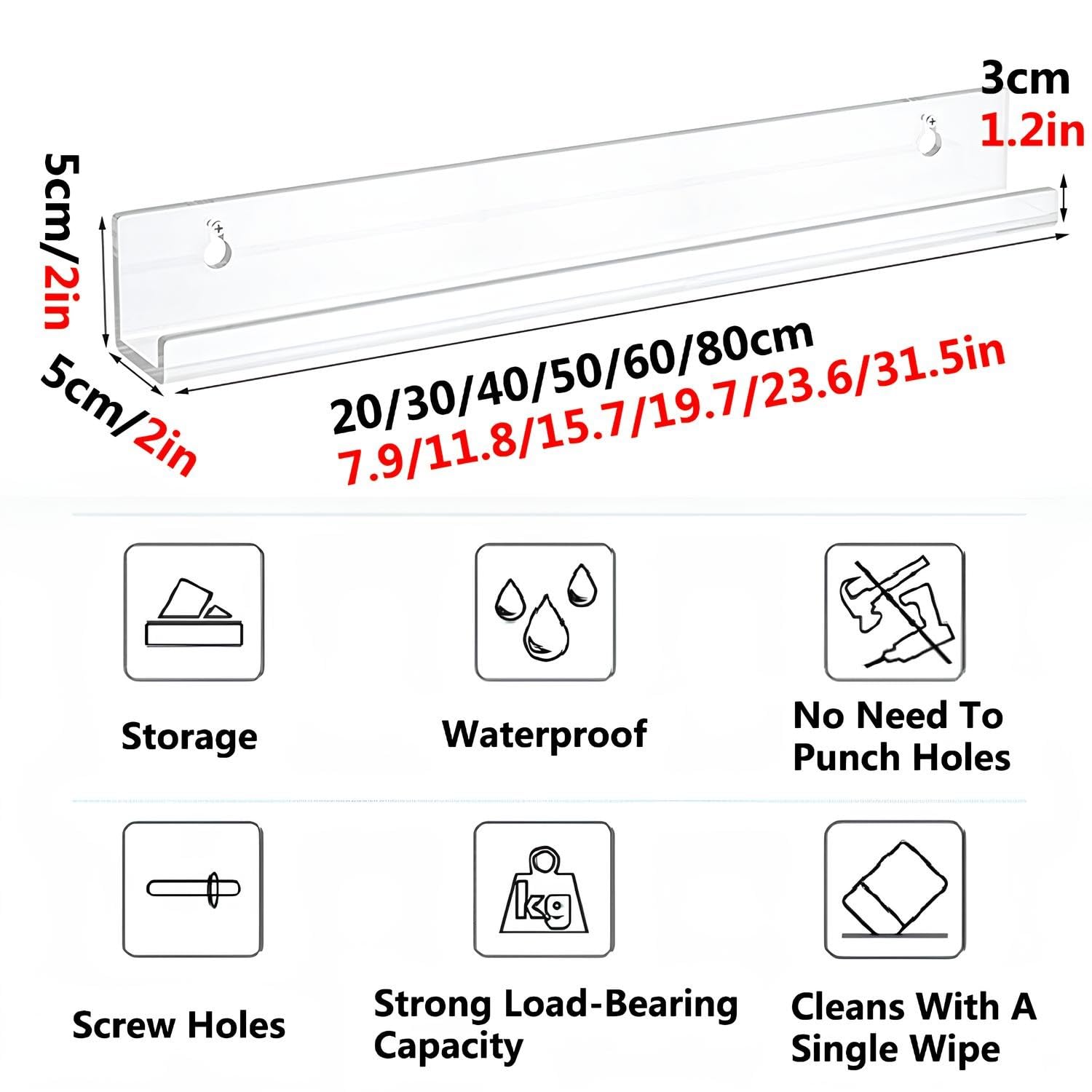 Estantes flotantes para discos de vinilo, estante de exhibición de pared de 2 piezas, almacenamiento de cómics con borde protector para sala de estar, cocina, entrada, dormitorio (5 x 60 cm)