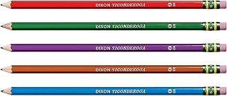 Dixon Ticonderoga Wood-Cased #2 Pencils, Black Lead, Box of 10, Assorted Color Barrels (13932)