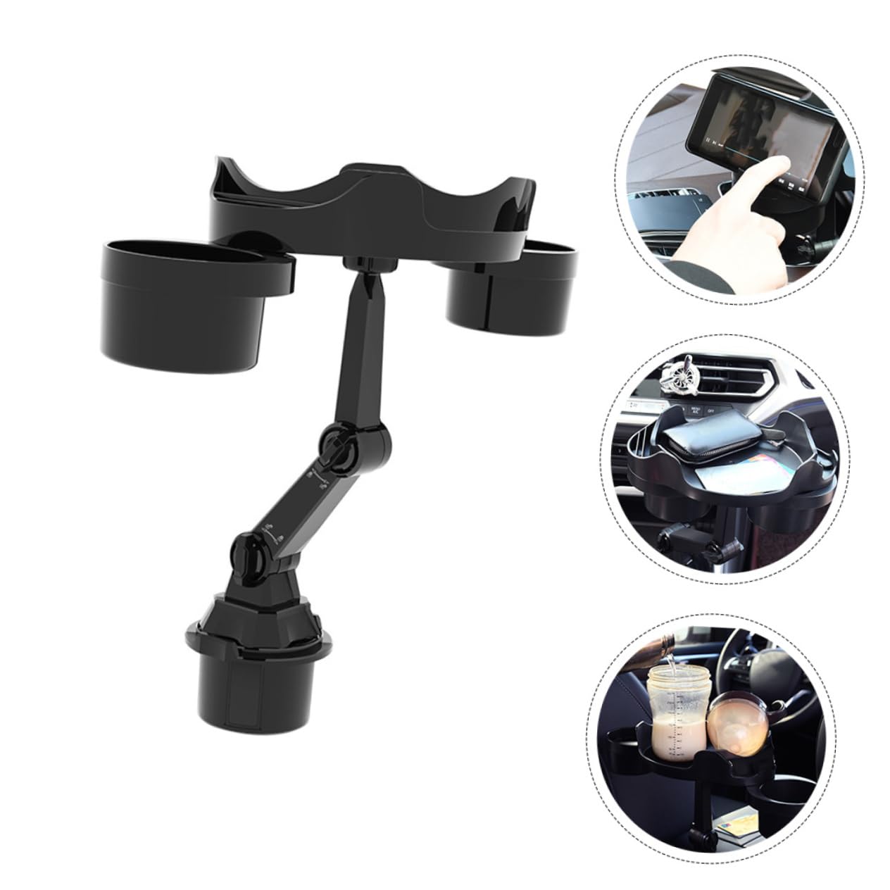 Expansor con Bandeja Giratoria Ajustable de Portavasos para Coche