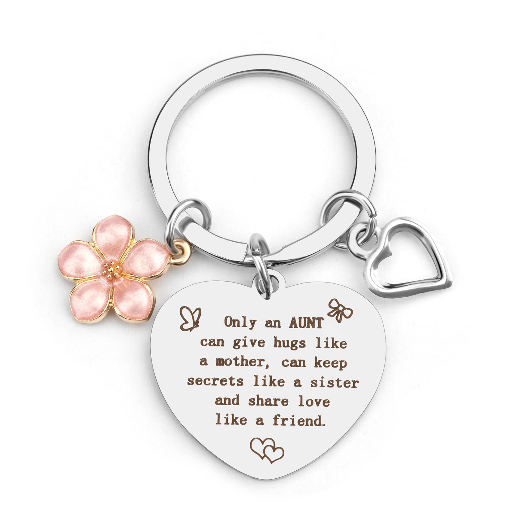 BOMEON Aunt Keychain - Gifts from Niece and Nephew, Presents for Aunts, Best and Great Aunt Gift Ideas, Mother's Day