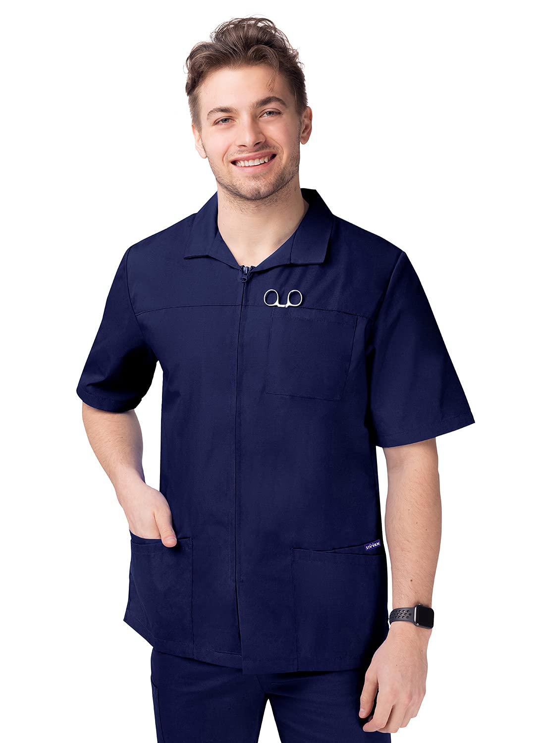 Sivvan Scrubs for Men - Zippered Short Sleeve Jacket