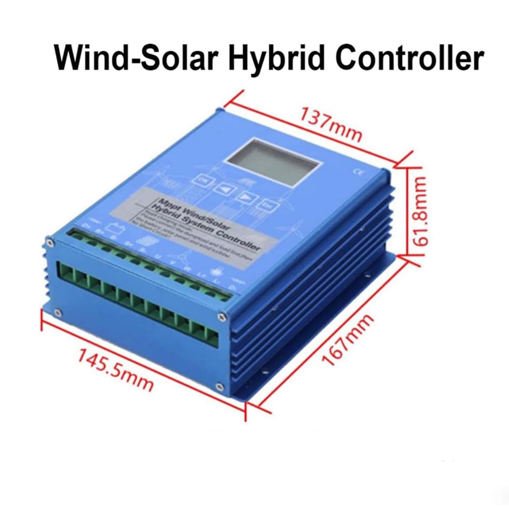 ,220V,1000W LCD Komplementarny regulator ładowania wiatrowo-słonecznego