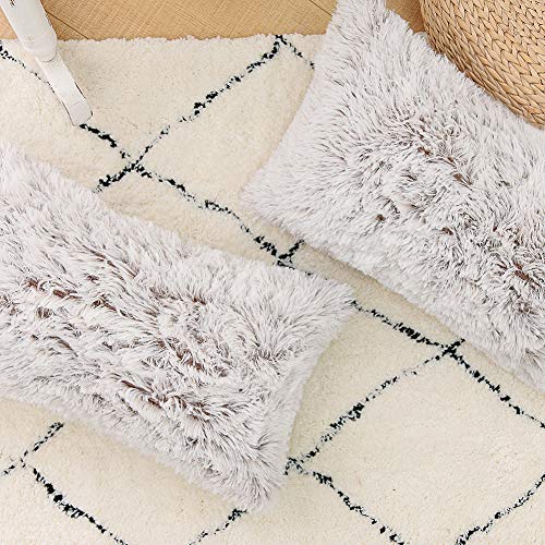 Image of Lumbar Faux Fur Throw Pillow Covers for Couch Decorative Pillows 12x20