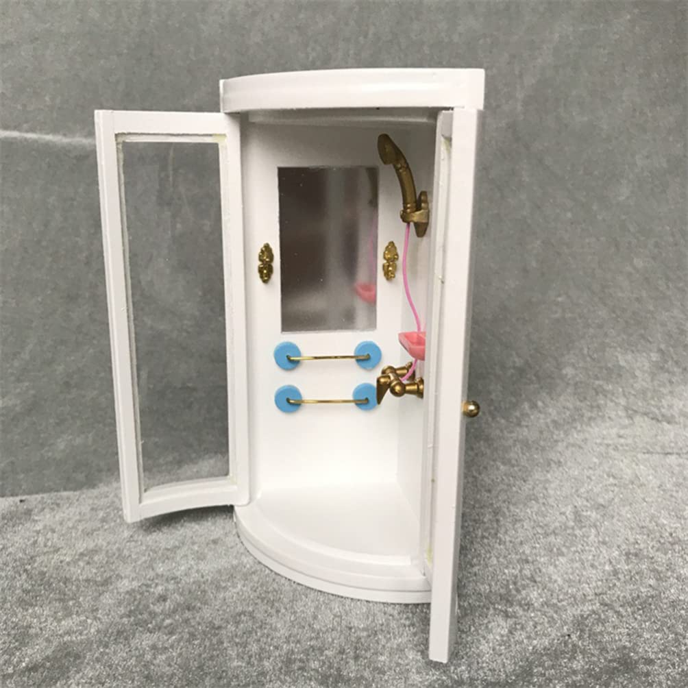 Mini Baño De Esquina Para Casa De Muñecas | Escala 1/12 | 6.6 X 3.9 Pulgadas | Plástico Blanco | Accesorio De Ducha | Para Coleccionistas