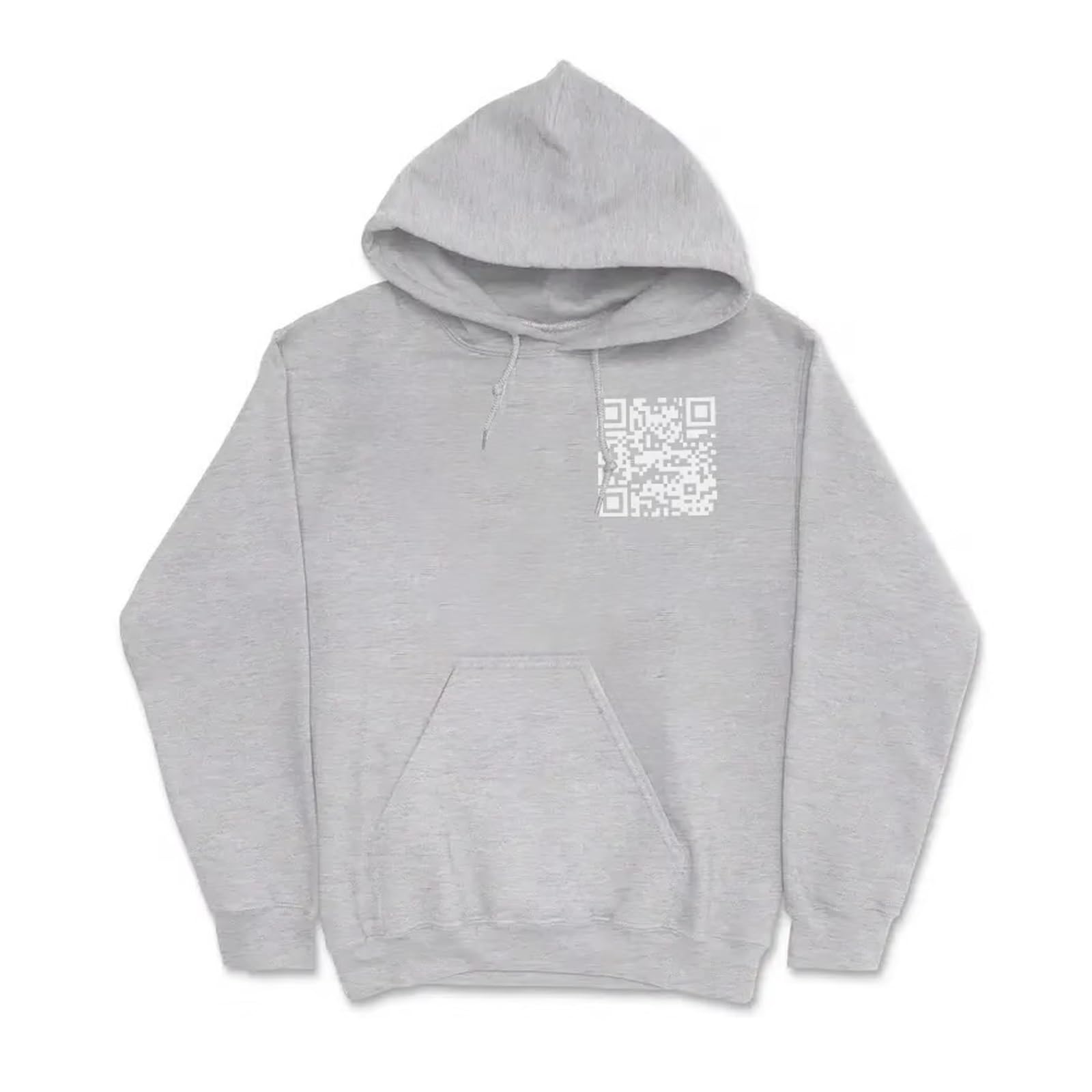 Funny FU QR Code Hoodie, Fuck You QR Code Shirt, Fu QR Code Shirts for Men, QR Code Hoodie, Scannable Qr Code Unisex Qrcode Hoodie(Grey,XL)
