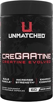 Unmatched CreGAAtine Optimized Creatine | Creatine Monohydrate + GAA Guanidinoacetic Acid | Muscle Build, Strength, Recovery | 180 Capsules, 60 Servings Unflavored