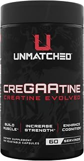 Unmatched CreGAAtine Optimized Creatine | Creatine Monohydrate + GAA (Guanidinoacetic Acid) | Muscle Build, Strength, Recovery | 180 Capsules, 60 Servings (Unflavored)
