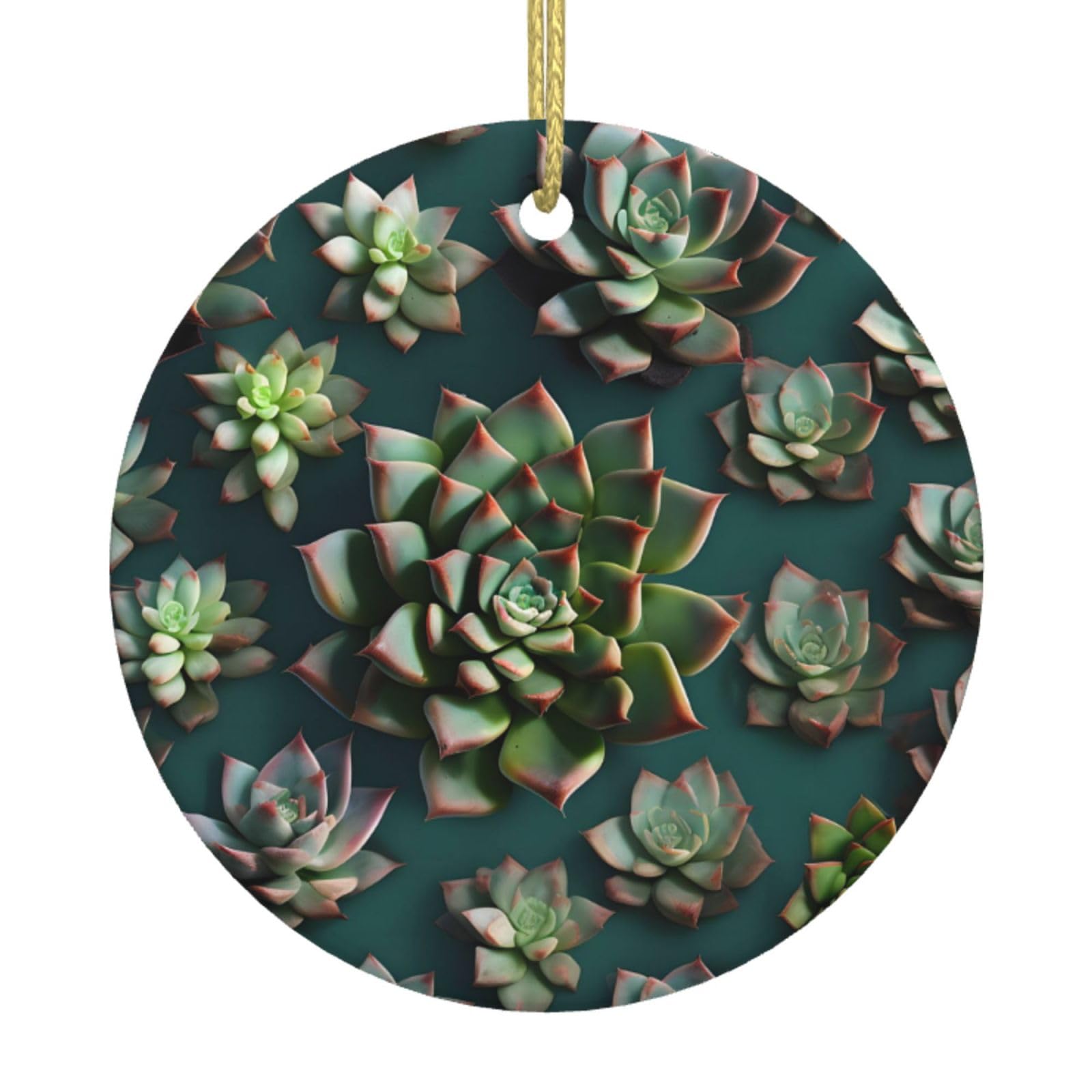 Many Succulents Printed Christmas Tree Ceramic Ornaments Holiday Decoration Christmas Unique Pendant for Christmas Party