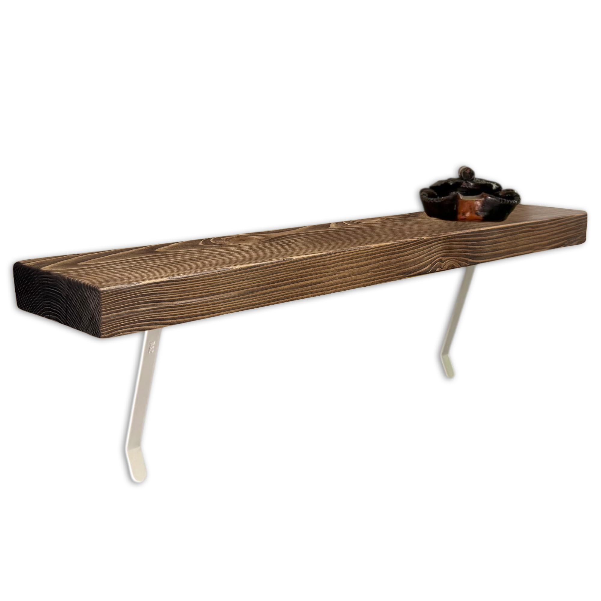 MKGT NO Drill Radiator Shelf | Rustic Slim Narrow Shelf for Hallway (Walnut, 140cm)