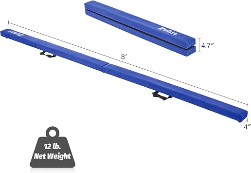 ZELUS 8' Folding Gymnastics Balance Beam, Floor Balance Beam w/Carry Handles Anti-Slip Base for Kids, Beginners & Professional Gymnasts