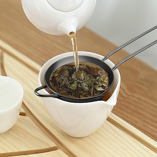 Miniatura 6 de TeamFar Colador de malla fina, colador de harina de café de acero inoxidable de 3.3 pulgadas con mango largo para barra de cocina, pequeño colador