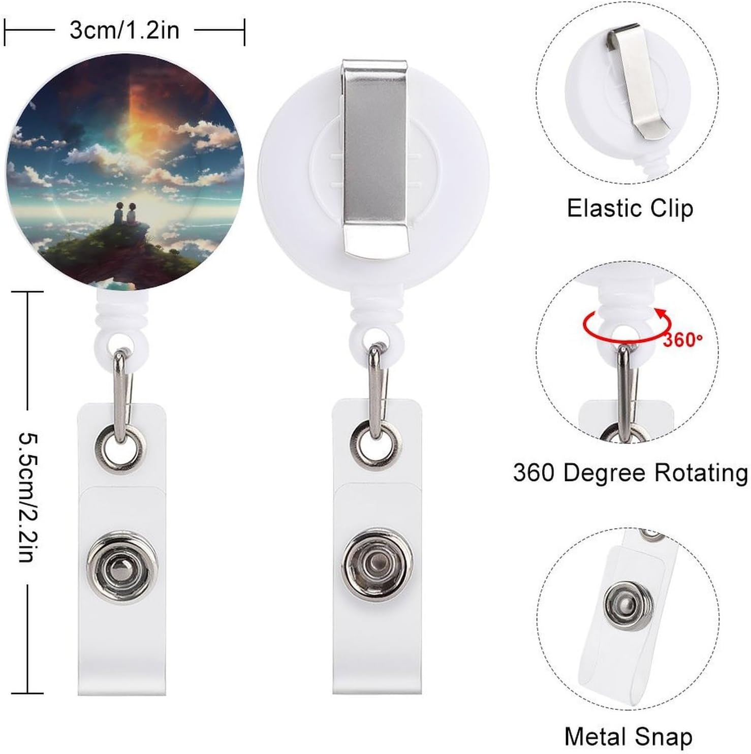 Retractable Badge Holders with Alligator Clips Heavy Duty Badge Reel image 2