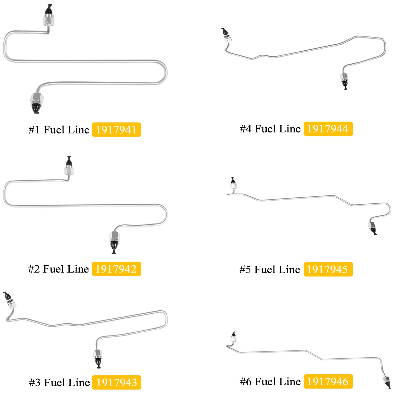 Kit de líneas de inyección de combustible con abrazaderas para CAT Caterpillar 3406 3406B 3406C 1917941 1917942 1917943 1917944 1917945 1917946