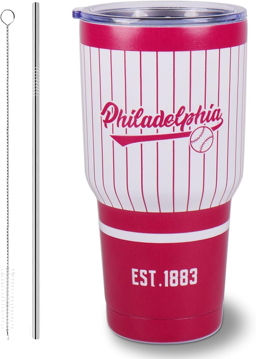 Fcexanthon 30OZ Gradient Color Baseball Insulated Mug, Keep Cold And Hot, Fashionable Gradient Color, Suitable For Outdoor, Sports, Office, A Beautiful Gift For Men, Women, Fans