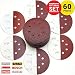 KoBzA 60 Pieces 5 Inch 8 Holes Sanding Discs - Hook and Loop Sandpaper Backing 10 of 40/60/80/120/180/240 Grit - Optimal Set Sandpaper Assortment for Random Orbital Sander Pads