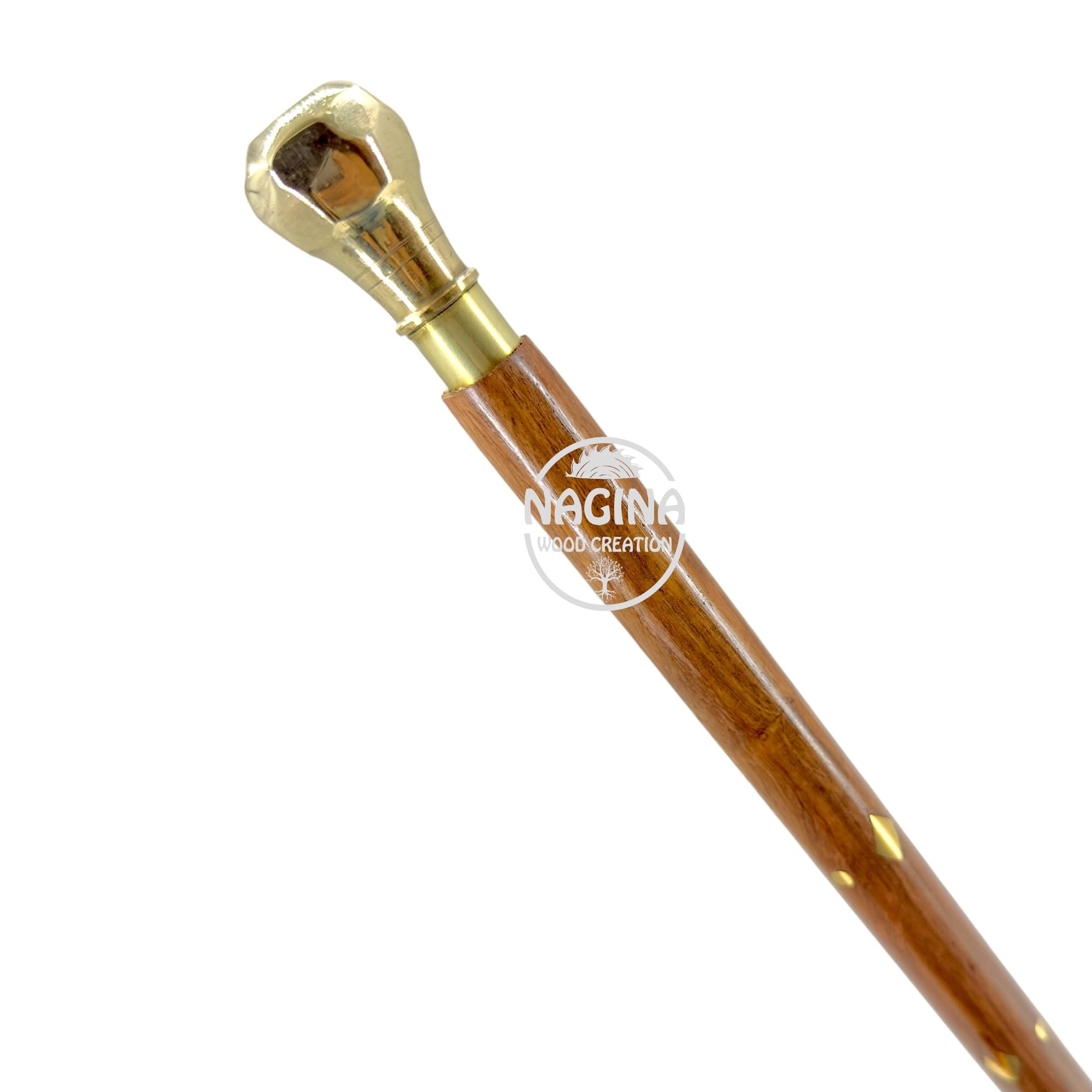 Nagina Wood Creation Premium Wooden Walking Rull Stick Handcrafted Wooden Walking Morning Swagger Stick 23 inches (Style 10)-image-20