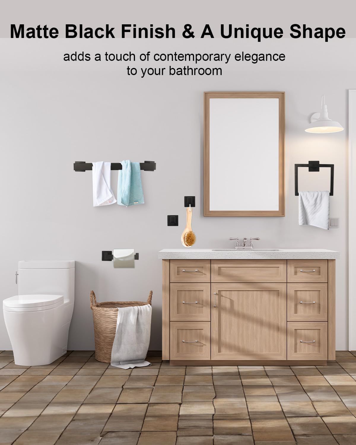 Matte Black Stainless Steel 5-Piece Bathroom Hardware Set