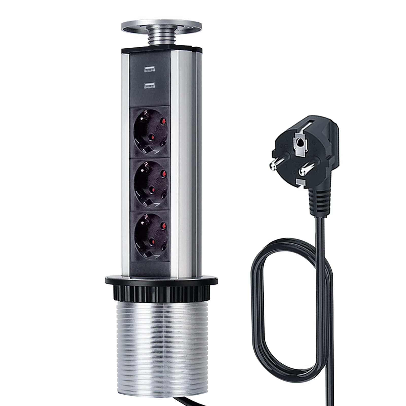 LEUTED Ultiprise Escaotable Avec 3 Prises Et 2 Ports USB - Avec