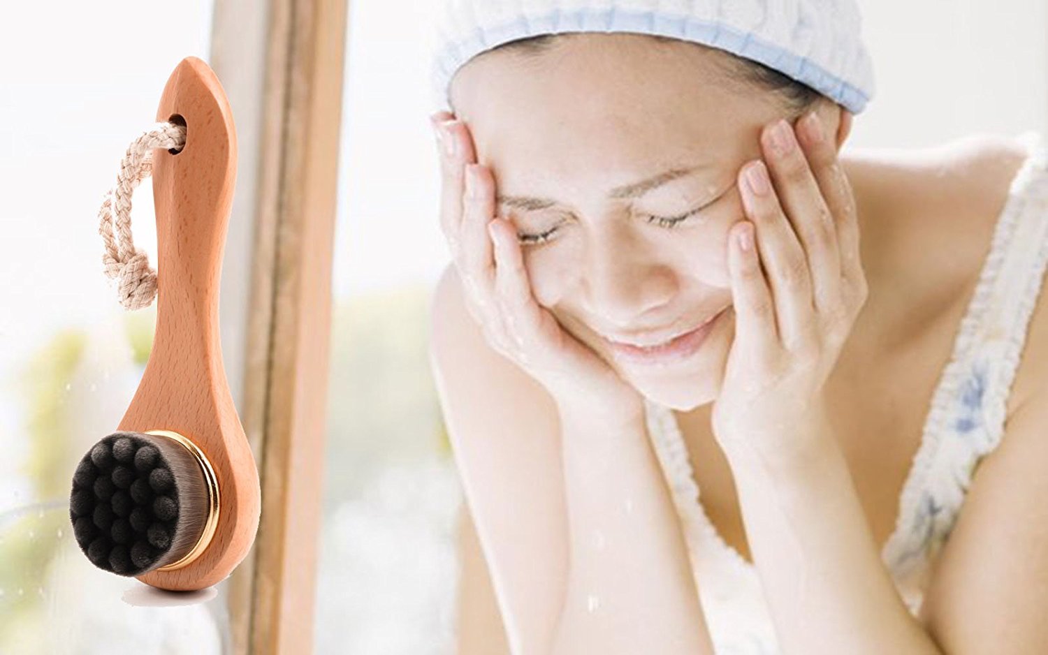 Facial Cleansing Brush, Yuedaer Nano Fiber Deep Pore Facial Brush Cleaner Wooden Face Massager