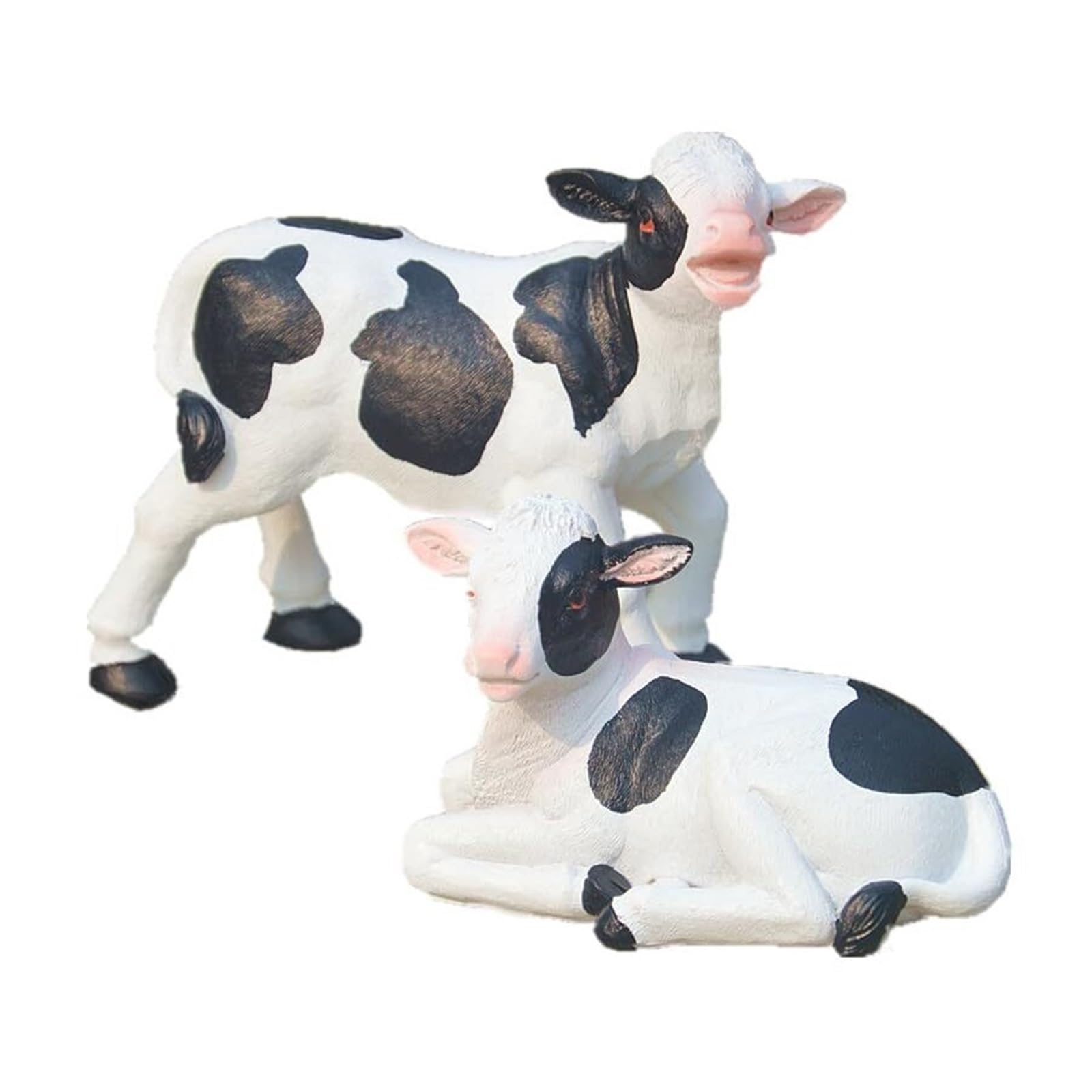 Rich Iron Cute Statues Cute Cow Statue Farm Animal Figures Outdoor Living Space Backyard Decor(Bowing cow)