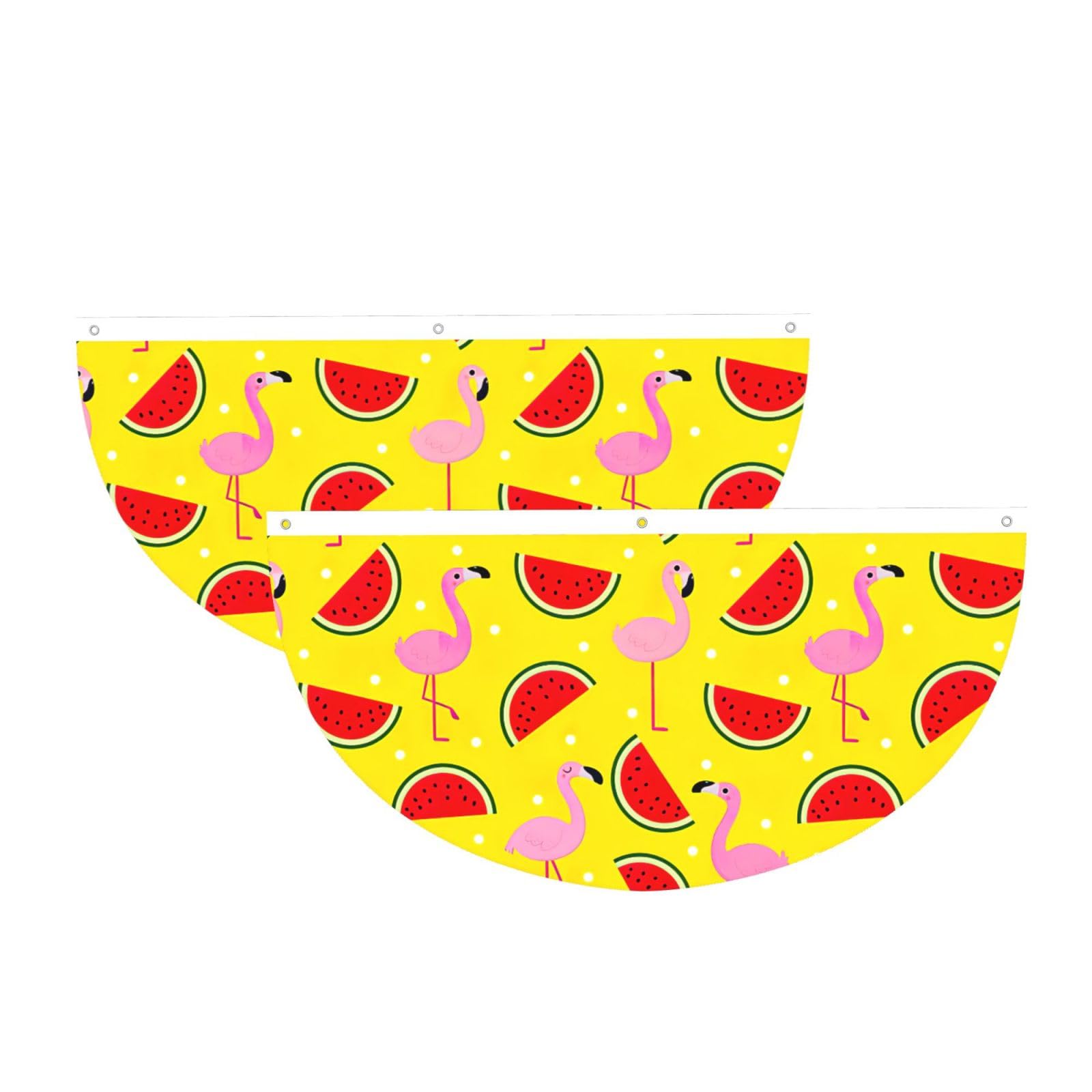 Bandera semicircular con estampado de flamenco rosa para decoración de exteriores