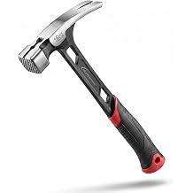 16 oz Straight Rip Claw Hammer with Milled Face & Shock Reduction Grip, Magnetic Nail Holder, Heavy Duty One-piece Forged Hammer 16oz