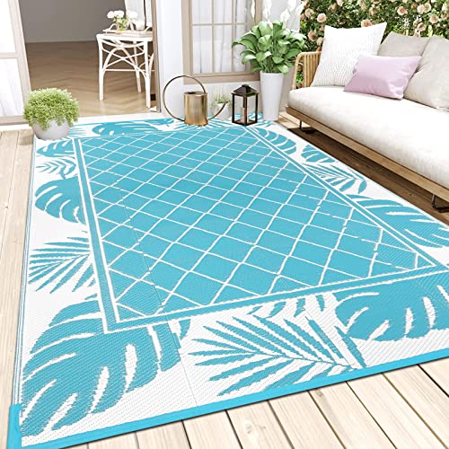 Ileading Outdoor Rug Carpet for Patio 5' x7' Waterproof Reversible Plastic Straw Rug Portable Outside Area Rug Door Mat for Patio, Clearance, Balcony, Picnic, Pool, Beach, RV Mat