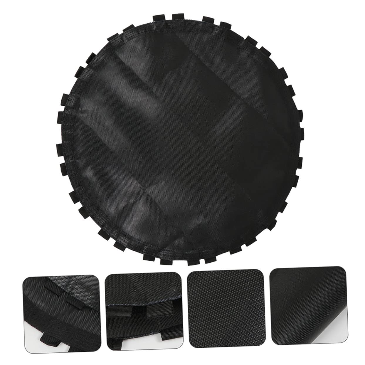 HANABASS 1pc Weatherproof Round Trampoline Replacement Pad Black Jumping Cloth Hooks Trampoline Replacement Mat for Boys and Girls
