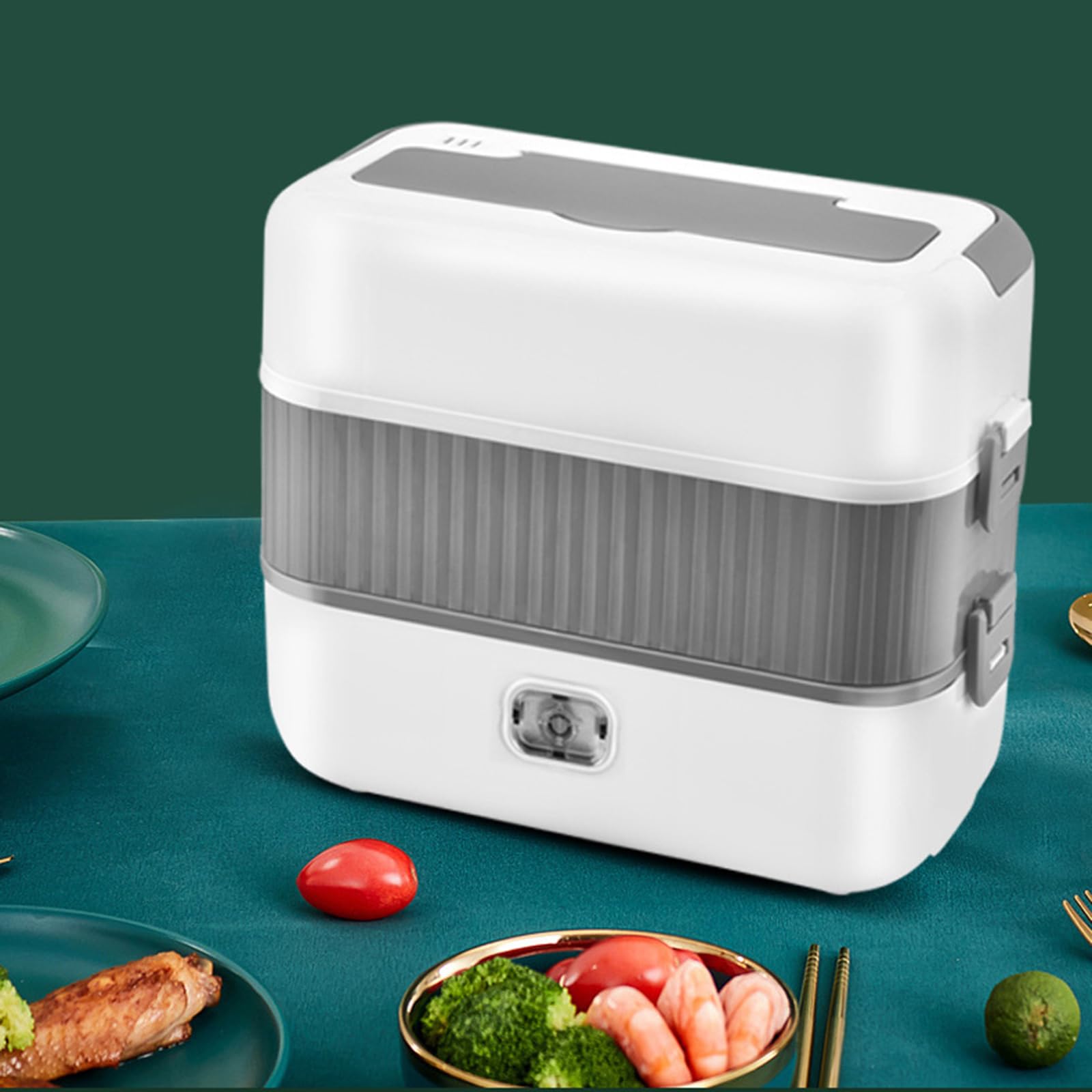 Elektryczny podgrzewacz do lunchboxa, przenośny pojemnik do podgrzewania żywności w biurze, 250 W, szczelny podgrzewacz do lunchu ze zdejmowanym pojemnikiem ze stali nierdzewnej, o