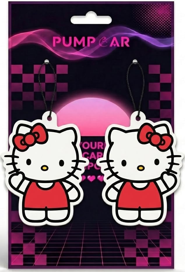 Image of PumpCar 2 pieces double-sided Hello Kitty hanging cartoon vanilla-scented funny car air freshener Cool hanging for rearview mirror Car Interior Accessories Gifts Kawaii Cute Fans Pink Truck SUV Home