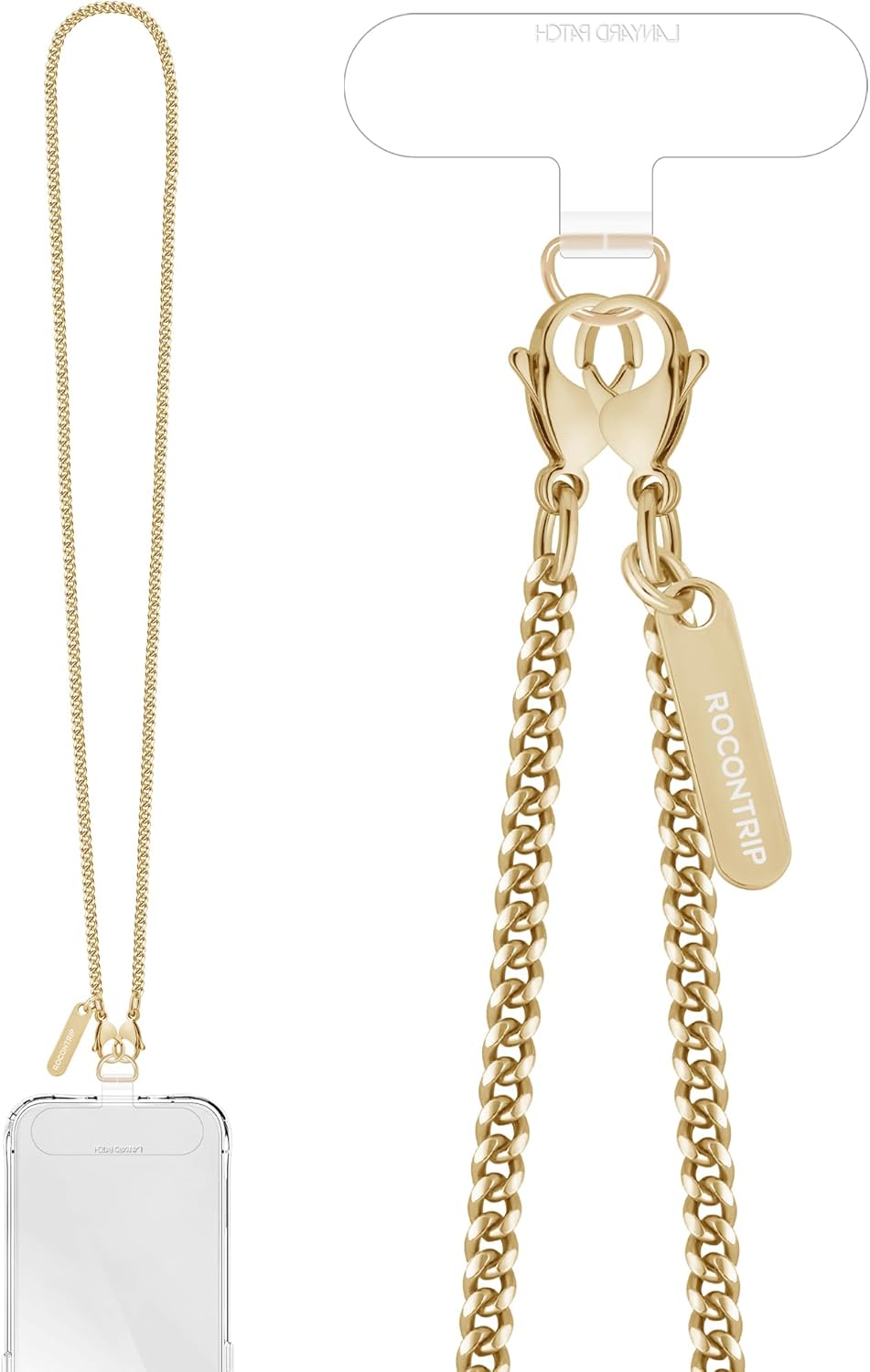 ROCONTRIP Phone Chain Crossbody Phone Strap with 2 Tether Tabs Detachable iPhone Lanyard Chain for All Phones Premium Metal Buckles,Non-rust,Unbreak Cellphone Neck lanyard for Travel Essentials