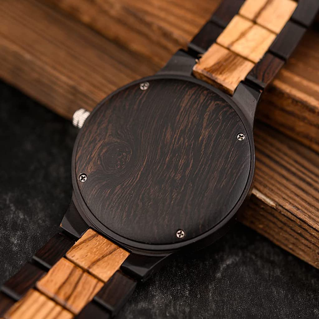 Orologio In Legno Vikingo Con Corno Di Odino E Triskele - Cinturino Regolabile, Movimento Al Quarzo, Vintage, Idea Regalo Uomo/Donna