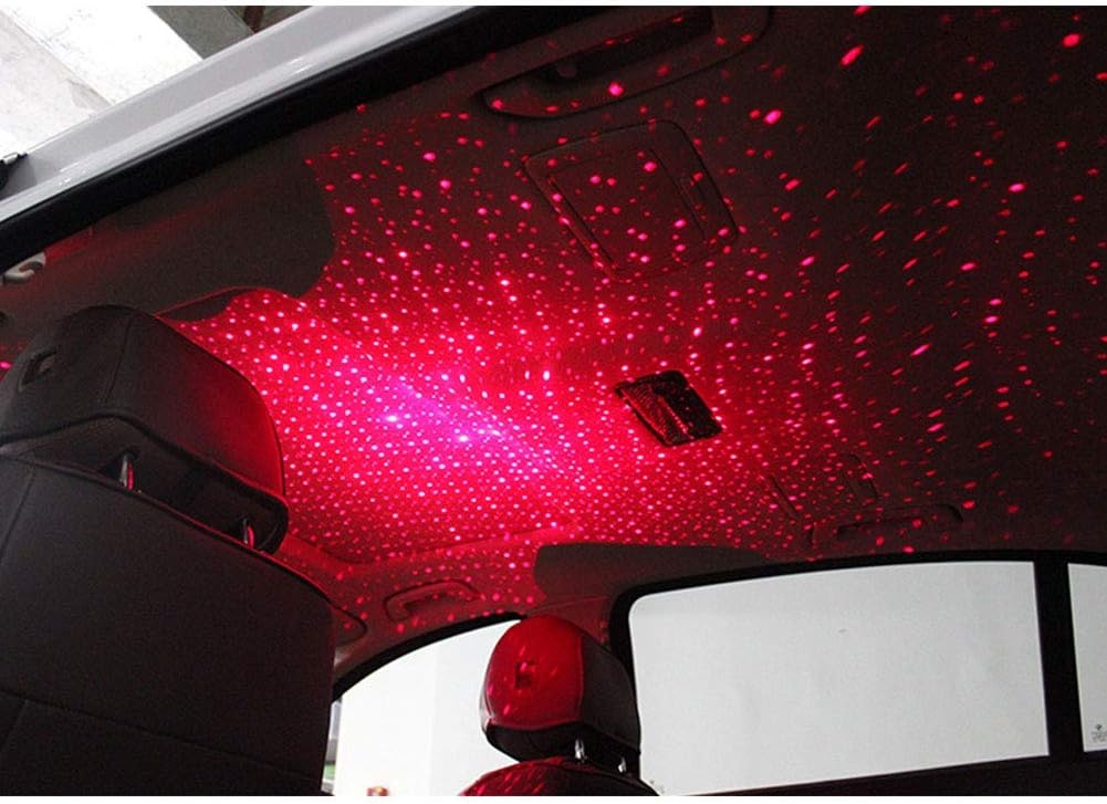 Artbro Romantic Auto Roof Star Projector Lights, Flexible Romantic Galaxy USB Night Lamp Ceiling Decoration Light Interior Ambient Atmosphere Fit All Cars SUV Truck RV - Plug and Play(Red)