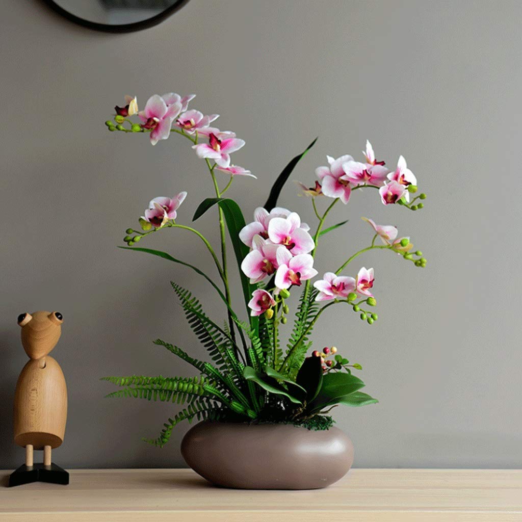 XDLEDMKIZ Realistic Artificial Flower Simulation Flower Silk Artificial Fake Phalaenopsis PU Silicone Home Decoration Bouquet Bonsai Potted Living Room Study Bouquet Silk