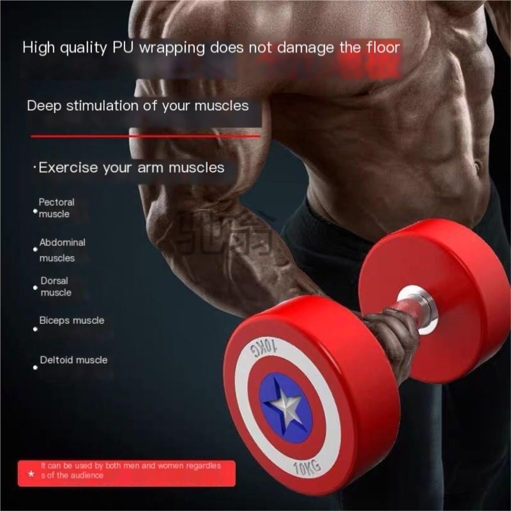 Manubri Capitan America Manubri Attrezzature per il fitness Manubri rivestiti in gomma PU per uomo e donna Palestra Sport a casa Bilanciere