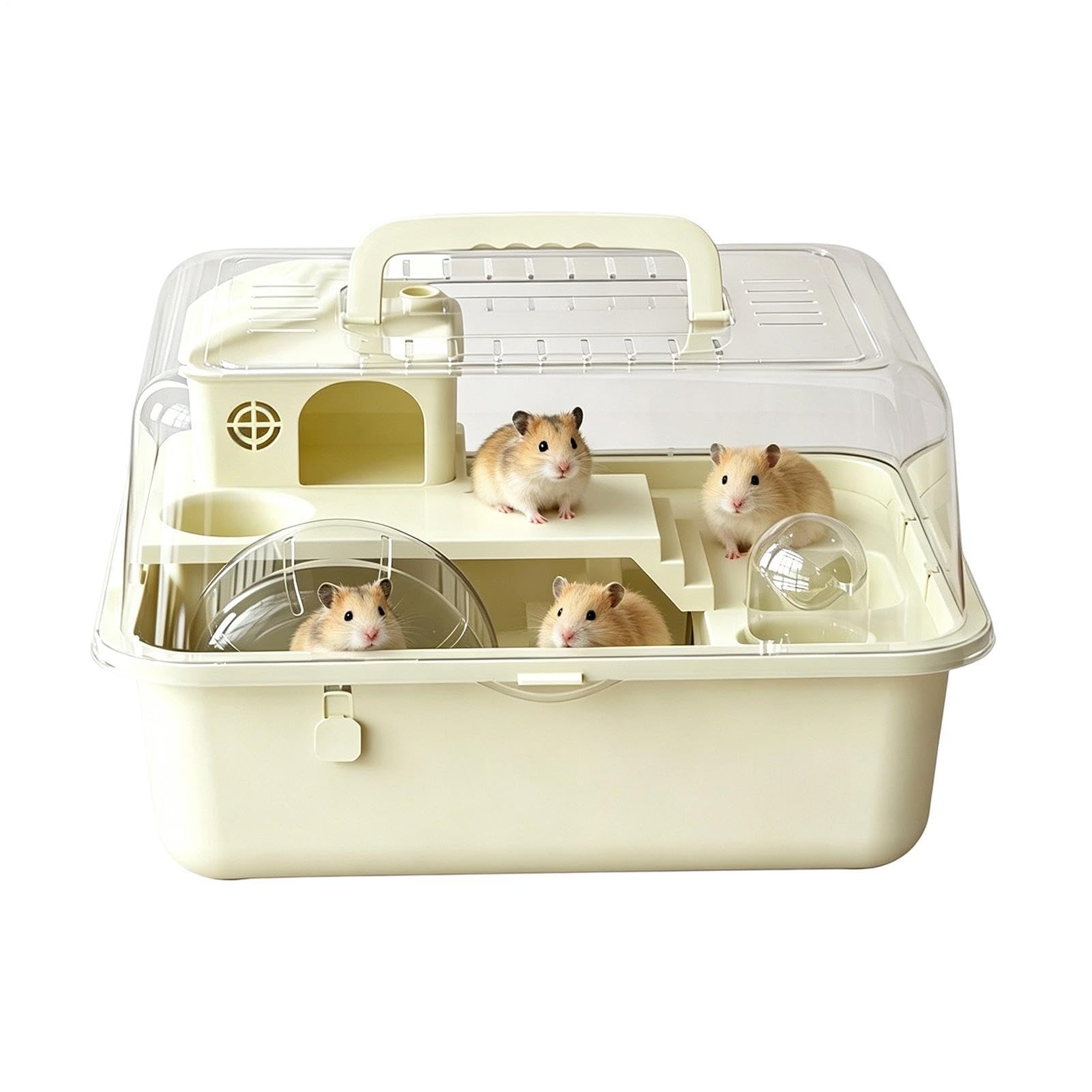 Gabbia Per Criceti | Con Ruota Da Corsa E Recinto Trasparente | Gabbia Trasparente Piccoli Animali Da 30 Cm,Per Criceti Nani E Siriani, Ricci, Piccoli Animali, Viaggio, Esterno E Uso Domestico
