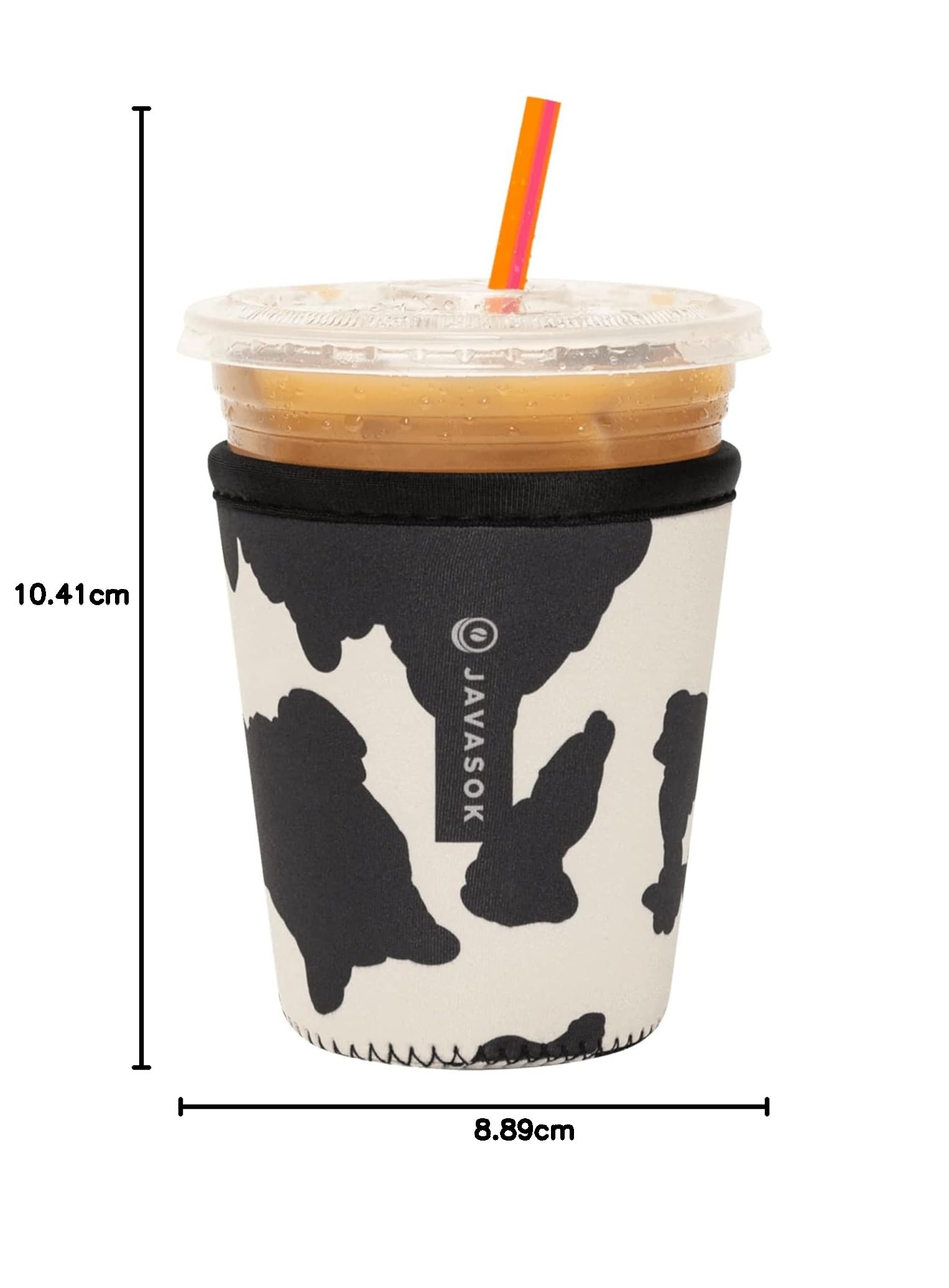 Sok It JavaSok Isolierhülle für Eiskaffee und kalte Soda, Neopren, Kuhmuster, Größe S: 453-567 g