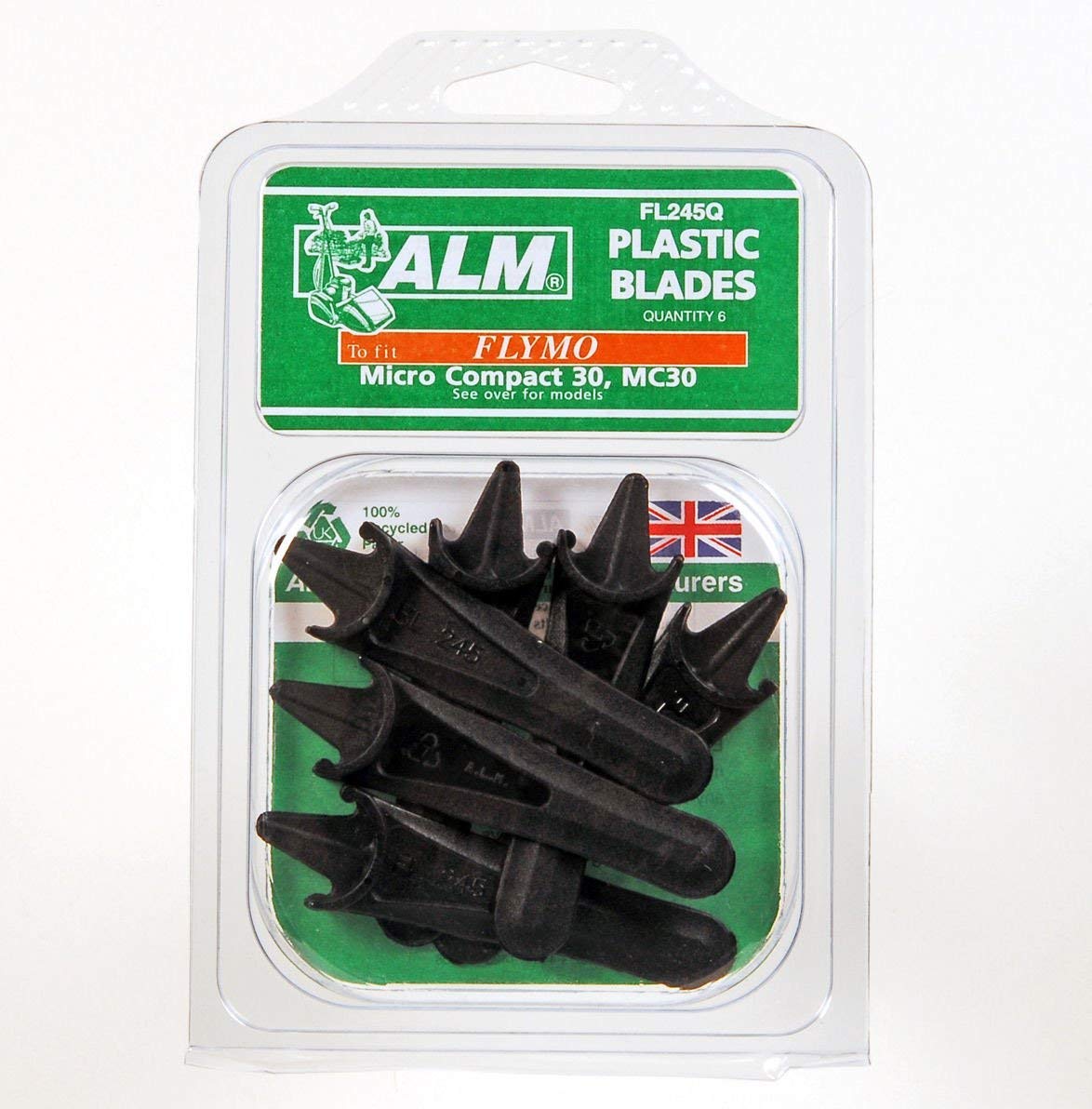 ALM FL245Q Plastic Blades to fit Flymo Micro Compact MC30 and 30, equivalent to FLY015, 51227557-70/9, and 5127557-00/6