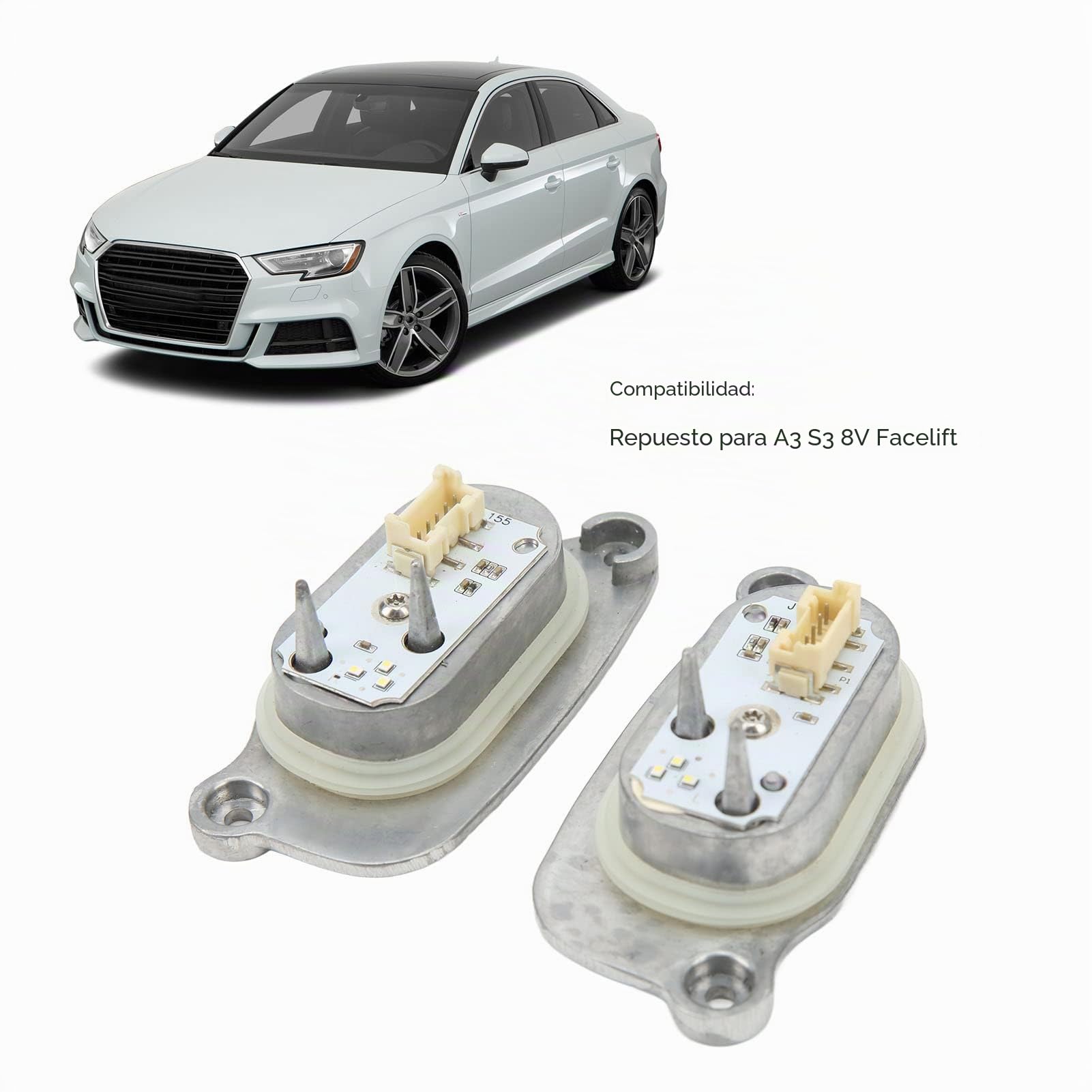 aqxreight Módulo de Control de Faros 90070222 90070223 Unidad de Faro Izquierdo Derecho para 8V Facelift Reemplazo Compatible con Números OEM 8V0998473 8V0998474