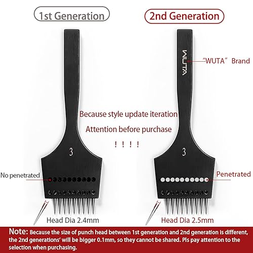Miniatura 5 de WUTA Perforadora de cuero circular extraíble, cabeza afilada, cincel de hierro reemplazable, herramientas de cuero, herramienta profesional de
