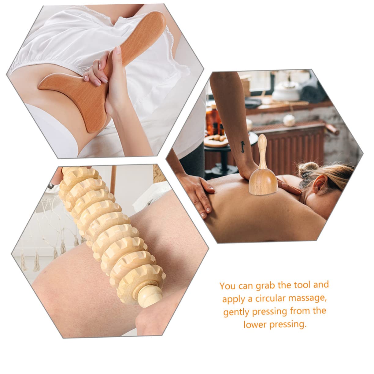 Healvian 4pezzi Massaggiatore in Legno Agopuntura Bastoncino Massaggiante Per Corpo Raschietto Per Strumenti Per Massaggi Multifunzionali Adatti Per Uso Casalingo e Viaggi