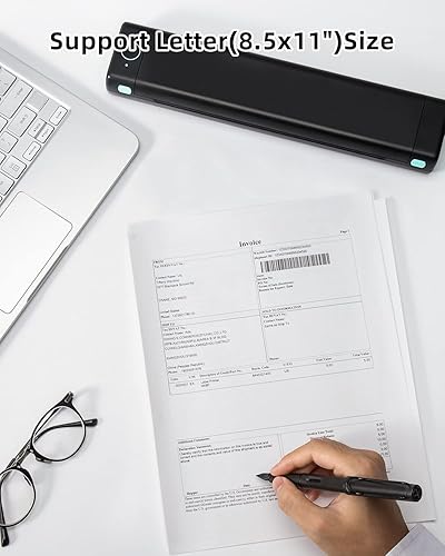 Miniatura 8 de Phomemo Impresora portátil inalámbrica para viajes y papel térmico plegable con letras estadounidenses, tamaño 8.5 x 11 pulgadas, 200 hojas,