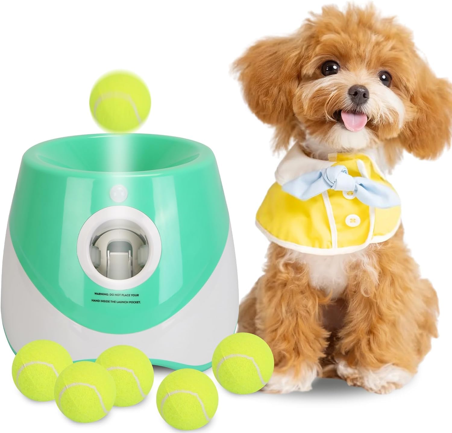 Lanzador Automático de Pelotas para Perros, Juguete Interactivo Recargable con Distancia Ajustable para Interior/Exterior, Regalo Ideal para Perros Pequeños/Medianos - ABS Duradero,Light Green
