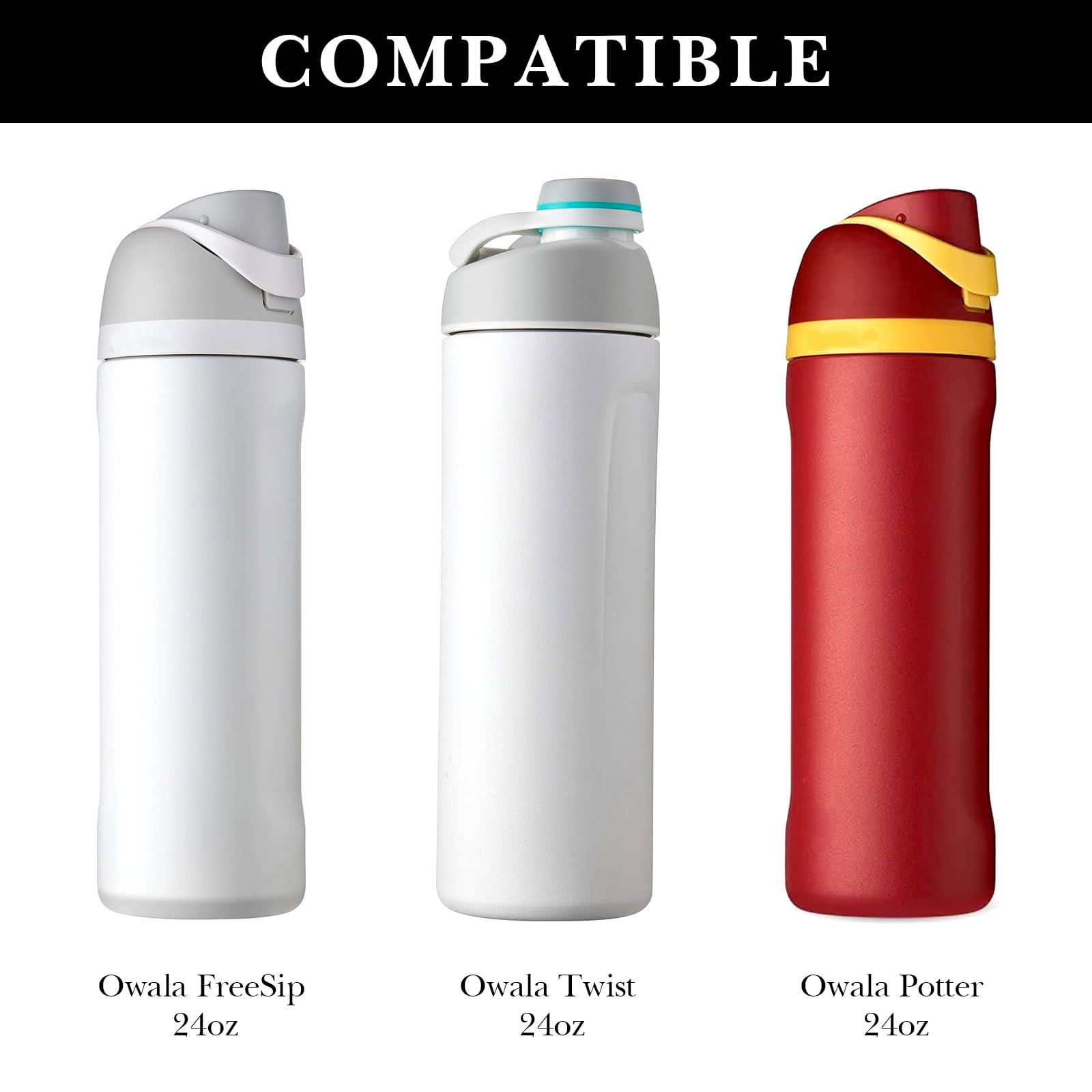 2PCS Silicone Water Bottle Boot, Compatible With Owala 24oz 32oz 40oz Protective Anti Scratch Anti Dent No Noise Sleeve Cover For Freesip Twist Flip Water Bottles I.530201584