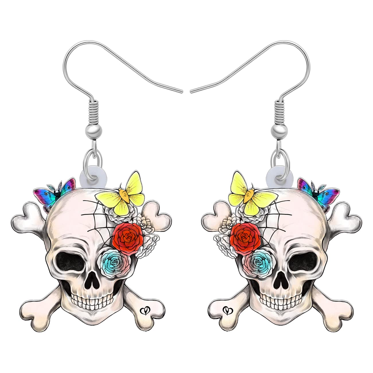 YAYAKO Halloween Acrilico Pirata Piccione Orecchini Dangle Goccia Spooky Stagione Gioielli Teschio Uccelli Regali per Donna Ragazze Charms